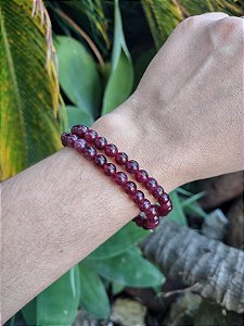 Pulseira de GRANADA bolinha 6mm- Pedra da Paixão, Sexualidade, vitalidade, ousadia, coragem.