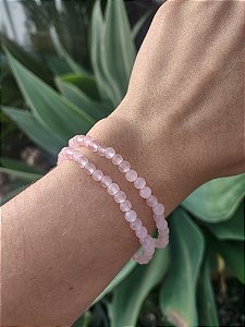 Pulseira  de QUARTZO ROSA bolinha 4mm - Amor, Relacionamento, Perdão