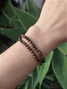 Pulseira  de OLHO DE TIGRE bolinha 4mm - PROTEÇÃO Contra Inveja e Mau Olhado, Força Pessoal