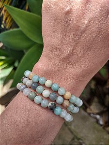 Pulseira de AMAZONITA bolinha 6mm - Calmante, Anti Estresse, Ansiedade, Adaptação a mudanças