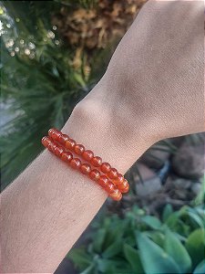 Pulseira  de CORNALINA bolinha 6mm - Vitalidade, Alegria de Viver, Motivação