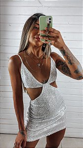 VESTIDO PRAIA DE PAETE PRATA