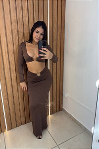 Conjunto Shakira Manga longa - Marrom