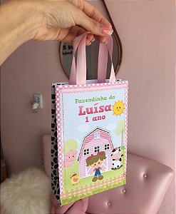 Sacolas Personalizadas Fazendinha Rosa - TAM M