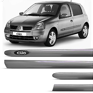 Friso Lateral Borrachão Renault Clio 2 Portas 2000 Até 2016 - Prata Etolle