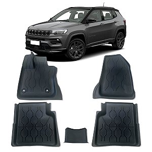 Jogo Tapete Bordas elevadas bandeja Jeep Compass 2016 Diante