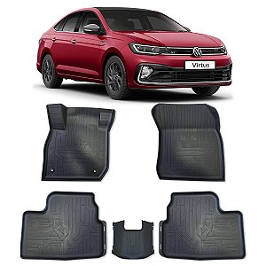 Jogo Tapete Borracha Bordas Elevadas tipo Bandeja VW Virtus 2018/...