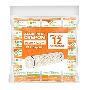 Atadura Crepom Faixa Bandagem Elástica 06cmx1.2m Kit 12 Un
