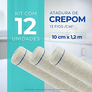 Atadura Crepom Faixa Bandagem Elástica 10cmx1.2m Kit 12 Un