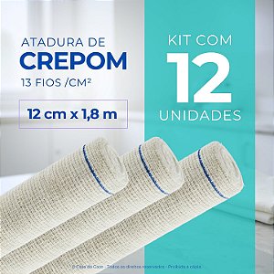 Atadura Crepom Faixa Bandagem Elástica 12cmx1.2m Kit 12 Un