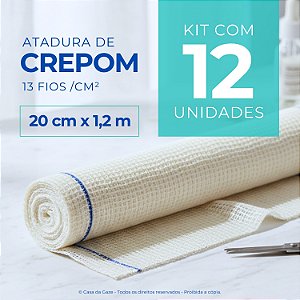 Atadura Crepom Faixa Bandagem Elástica 20cmx1.2m Kit 12 Un