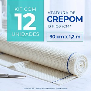 Atadura Crepom Faixa Bandagem Elástica 30cmx1.2m Kit 12 Un