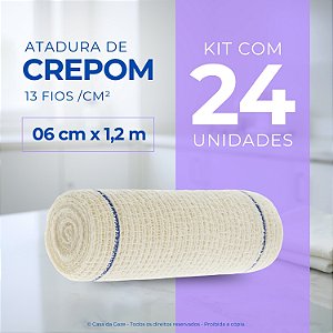 Atadura Crepom Faixa Bandagem Elástica 06cmx1.2m 24 Unidades