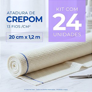 Atadura Crepom Faixa Bandagem Elástica 20cmx1.2m Kit 24 Un