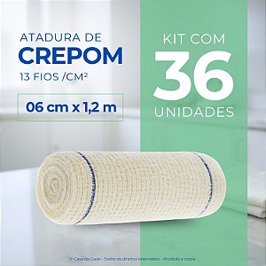 Atadura Crepom Faixa Bandagem Elástica 06cmx1.2m Kit 36 Un