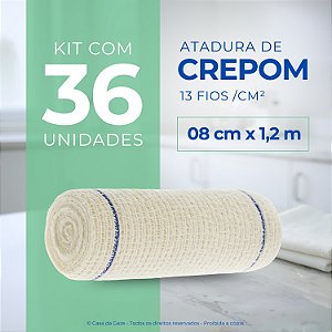 Atadura Crepom Faixa Bandagem Elástica 08cmx1.2m Kit 36 Un