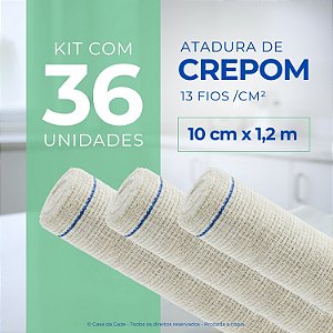 Atadura Crepom Faixa Bandagem Elástica 10cmx1.2m Kit 36 Un