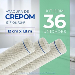 Atadura Crepom Faixa Bandagem Elástica 12cmx1.2m Kit 36 Un