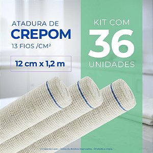 Atadura Crepom Faixa Bandagem Elástica 12cmx1.2m Kit 36 Un