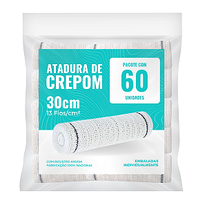 Atadura Crepom Faixa Bandagem Elástica 30cm Kit 60 Unidades