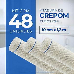 Atadura Crepom Faixa Bandagem Elástica 10cm Kit 48 Unidades