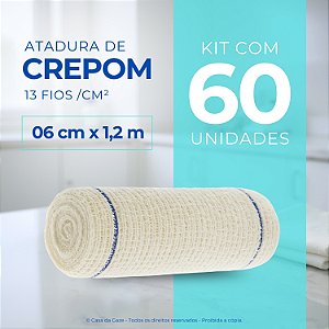 Atadura Crepom Faixa Bandagem Elástica 06cm Kit 60 Unidades