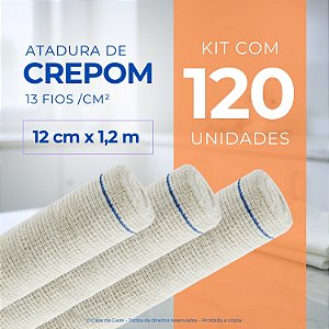 Atadura Crepom Faixa Bandagem Elástica 12cm Kit 120 Unidades
