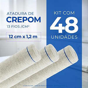 Atadura Crepom Faixa Bandagem Elástica 12cm Kit 48 Unidades