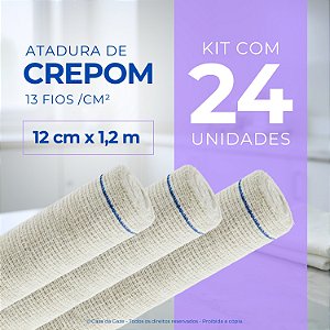 Atadura Crepom Faixa Bandagem Elástica 12cmx1.2m Kit 24 Un