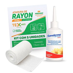 Atadura Rayon Bandagem 7,5cm x 5m 5 Unid + Oleo de Girassol