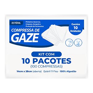 Compressa Gaze Estéril Sanfarma 11 Fios 10 Envelopes 100 Un