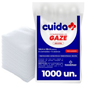 Compressa Gaze Não Estéril  11 Fios Cuida Mais 1000 Unidades