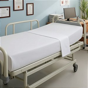 Lençol Hospitalar Branco Profissional Solteiro Algodão 150 Fios 1,38x2,38m