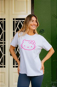 Tees Cinza Hello Kitty Rosa