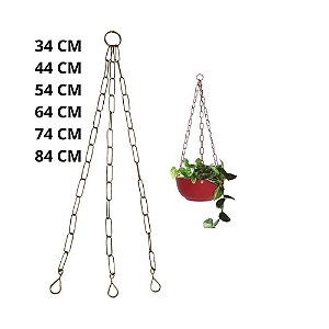 Corrente para Pendurar Vasos com Gancho  Tamanho: 34cm, 44cm, 54cm, 64cm, 74cm e 84cm