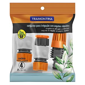 Kit de Irrigação Jardim Com 4 Peças Esguicho Regulável e Bico para Engate Rápido -Tramontina