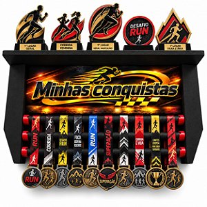 Porta Medalha Minhas Conquistas - Preto com dourado