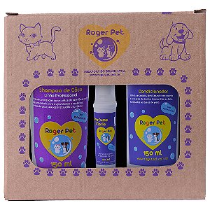 Kit Roger Pet Shampoo De Coco 150ml + Condicionador 150ml + Perfume Mari 20ml