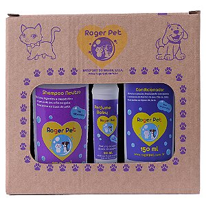 Kit Roger Pet Shampoo Neutro 150ml + Condicionador 150ml + Perfume Baby 20ml