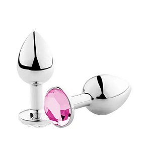 Plug anal grande em alumínio com pedra