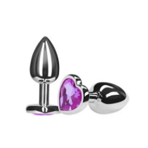 Plug anal grande Coração em alumínio com pedra