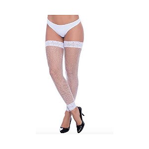 Meia 7/8 Legging Arrastão Punho Renda - Branca PerruTextil