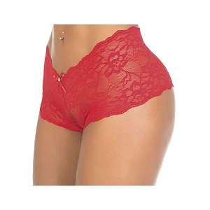 Calcinha Caleçon Renda Vermelha Pimenta Sexy