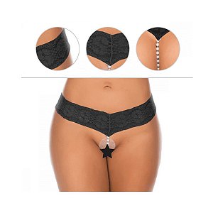 Calcinha Tailandesa Pérolas The Best - Preta