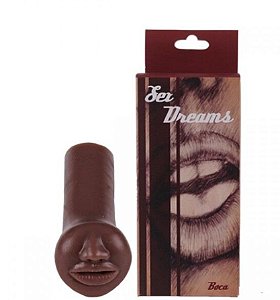 Masturbador Cyberskin Pequeno Boca KGel - Chocolate