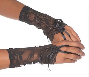 Luvas Tully Renda Curta - Preta Pimenta Sexy