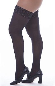 Meia 7/8 Fina Punho Renda - Preta PerruTextil