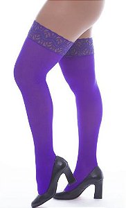 Meia 7/8 Fina Punho Renda - Roxo PerruTextil