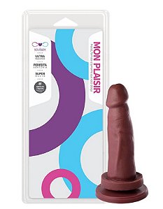 Prótese Realística Cyberskin Ventosa 13,5x3,5cm Chocolate Soulsex