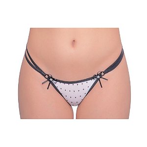 Calcinha Fio Dental Poá Branco Pimenta Sexy